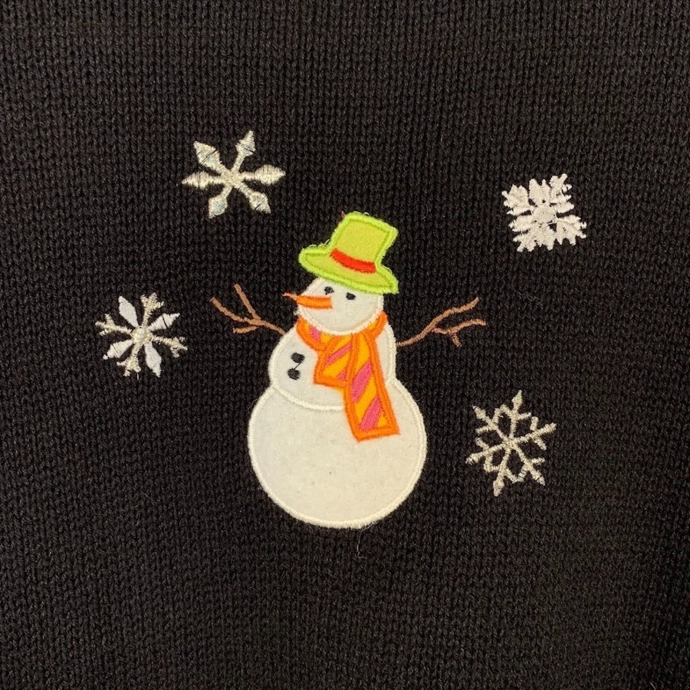 Vtg Designers Originals Studio Christmas Snowman Sweater Knit Full Zip Women's M - Picture 11 of 13